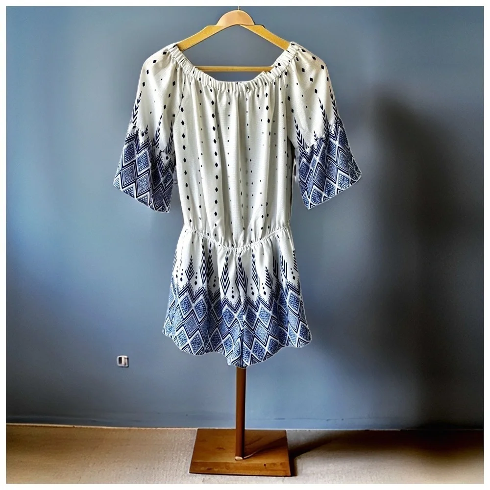 Collective Concepts Women’s 3/4 Sleeve Above-the-Knee Dress. Blue, White. XS​​​ - Picture 12 of 15